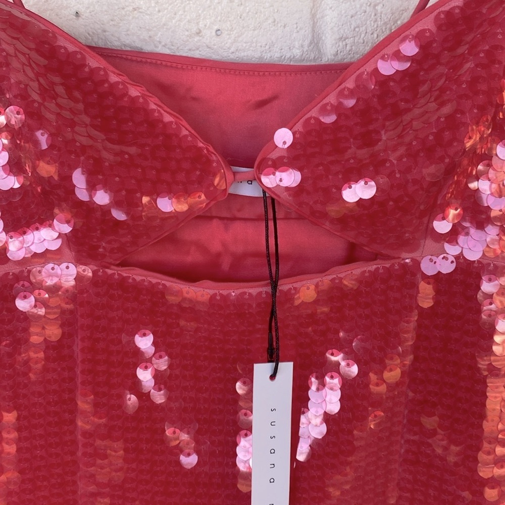 NWT Susana Monaco Sequin Mini Dress in Pink Azalea - Picture 4 of 10
